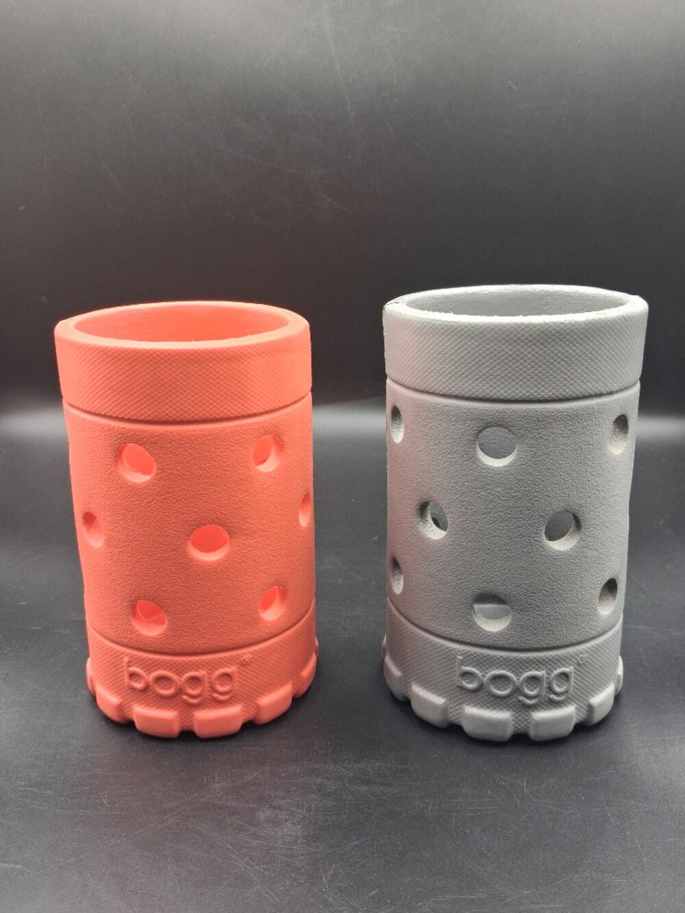 2 Bogg Bag Boozie Slim Drink Holders Gray & Orange/Red 12 oz Coozie Koozie EUC